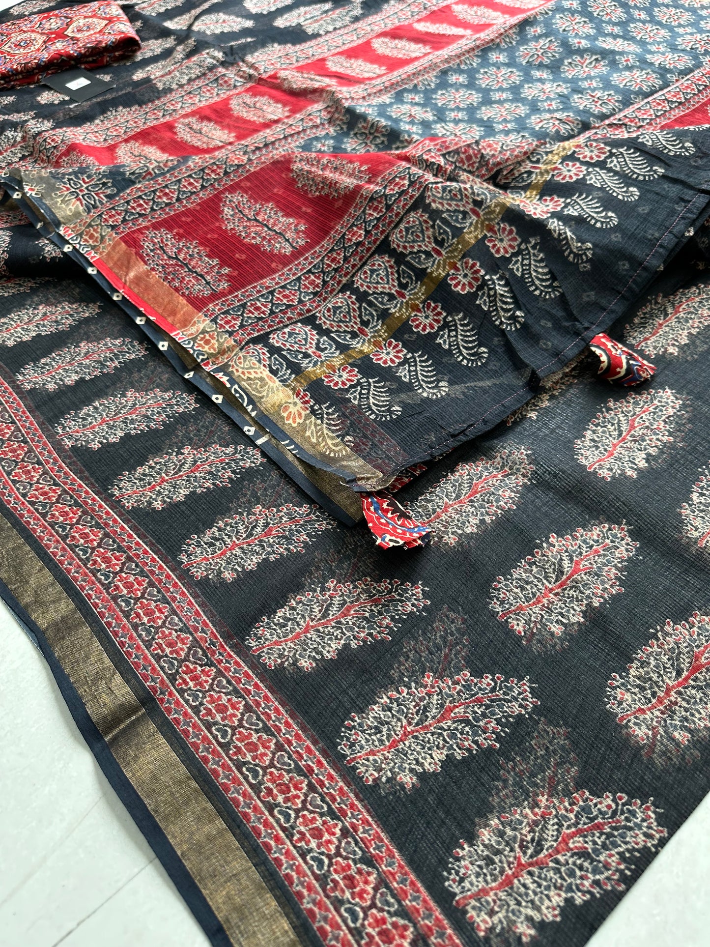 HandBlock Printed Pure Kota Cotton Doria Saree