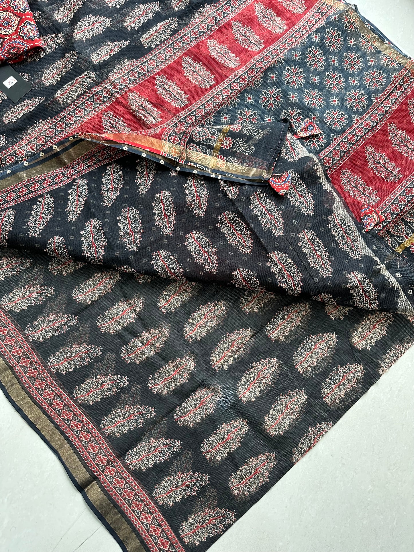 HandBlock Printed Pure Kota Cotton Doria Saree