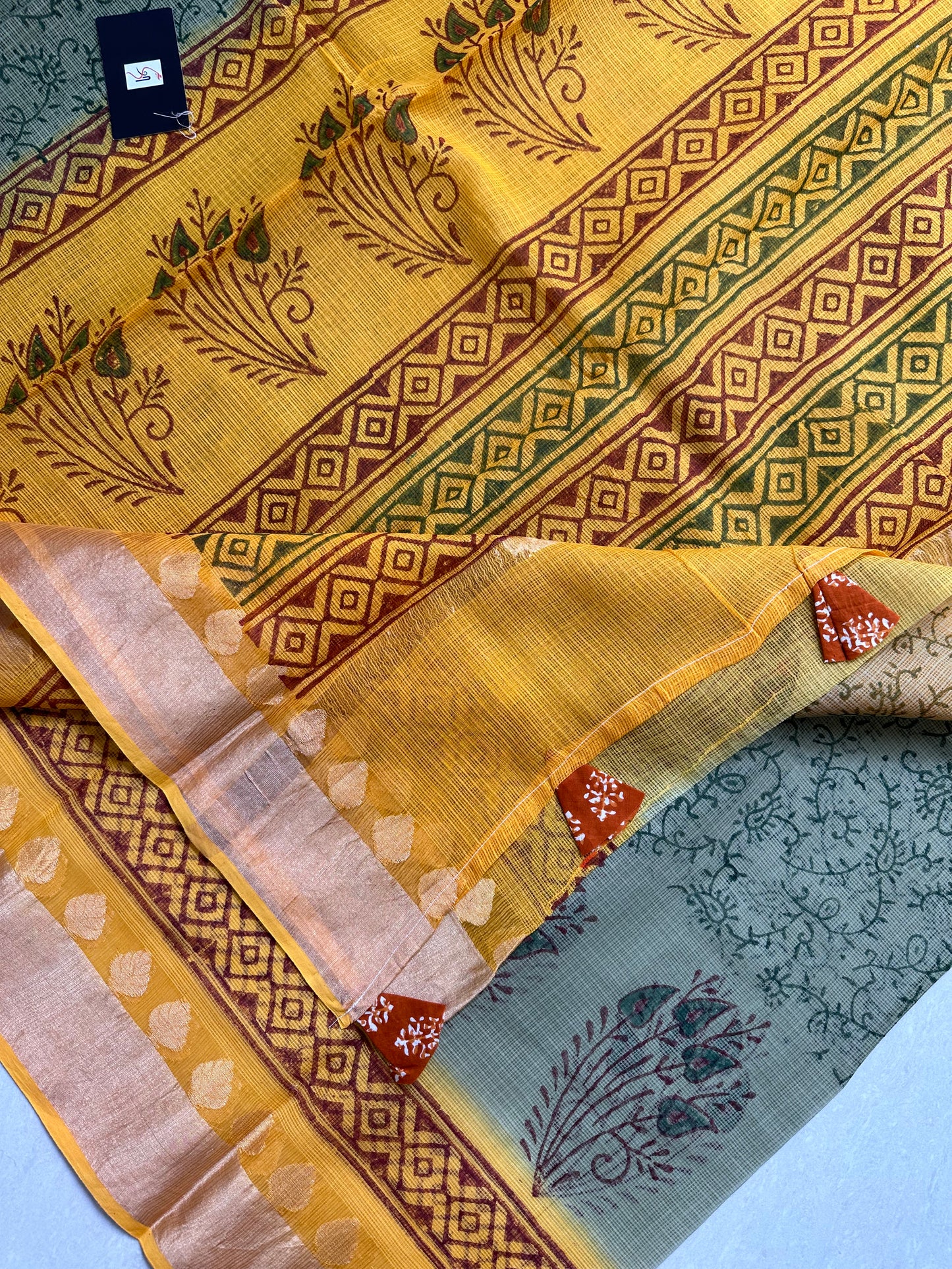 Pure HandBlock Printed Kota Cotton Doria Saree