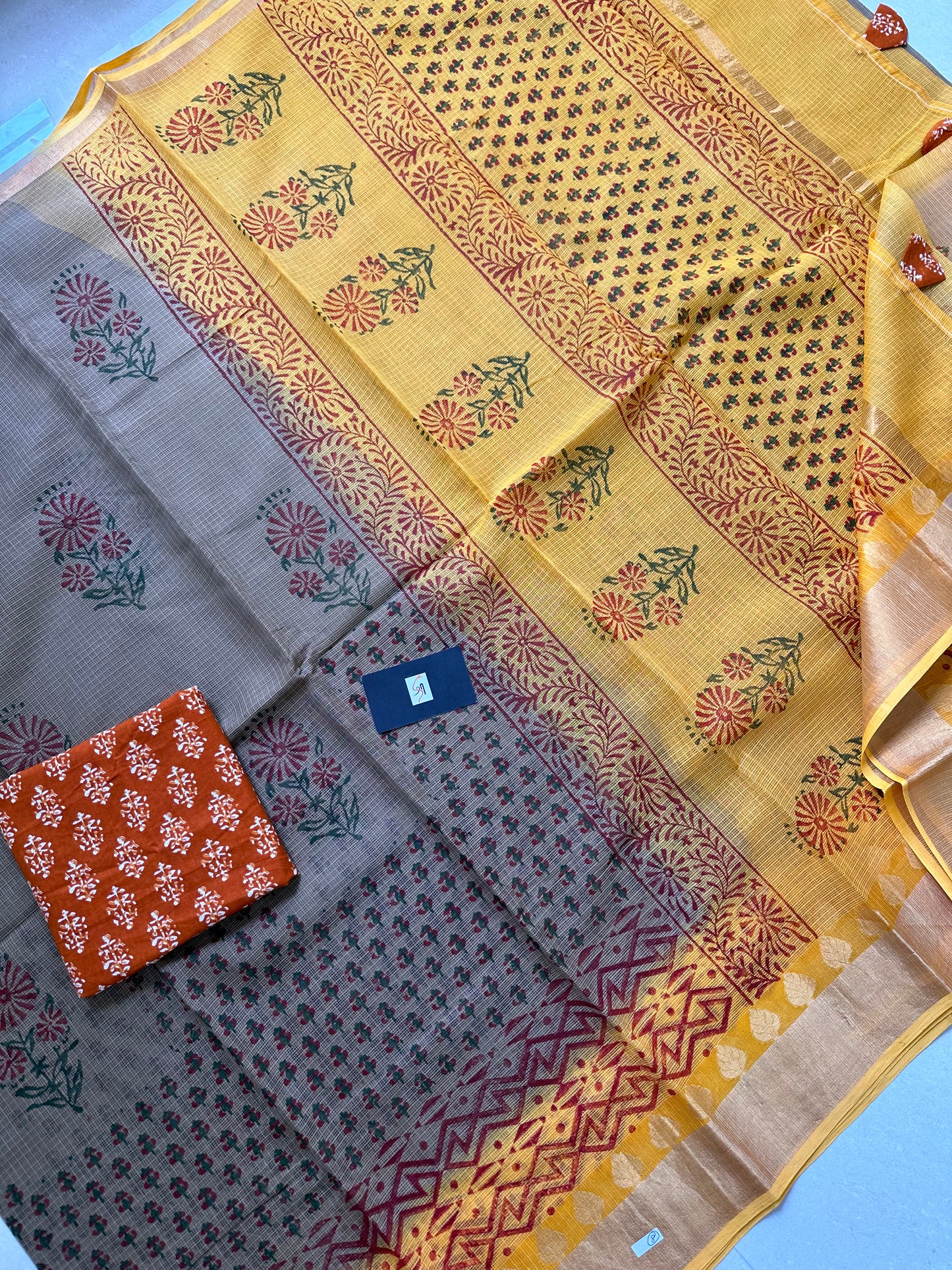 Pure HandBlock Printed Kota Cotton Doria Saree