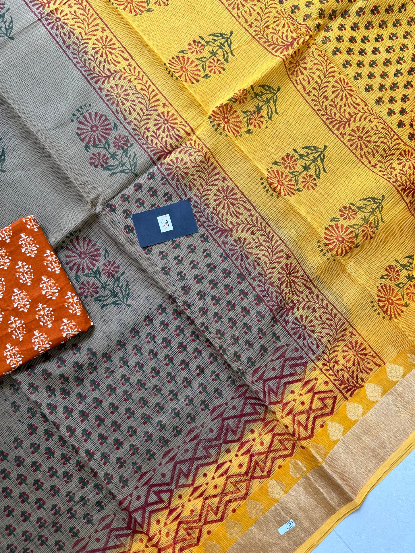 Pure HandBlock Printed Kota Cotton Doria Saree