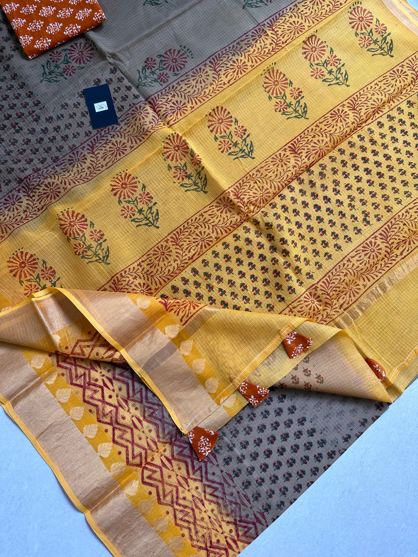 Pure HandBlock Printed Kota Cotton Doria Saree