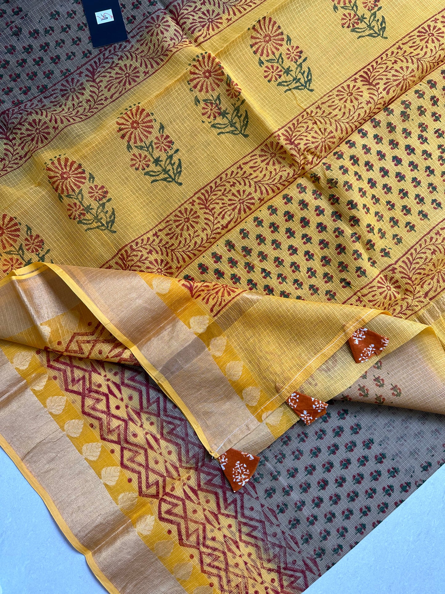 Pure HandBlock Printed Kota Cotton Doria Saree