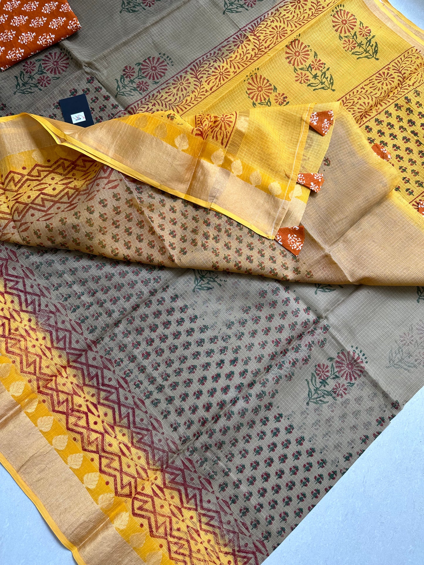 Pure HandBlock Printed Kota Cotton Doria Saree