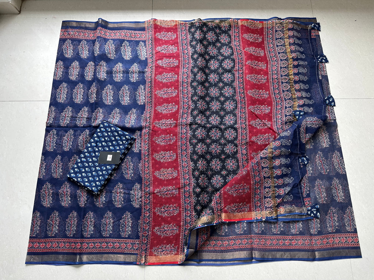 HandBlock Printed Pure Kota Cotton Doria Saree