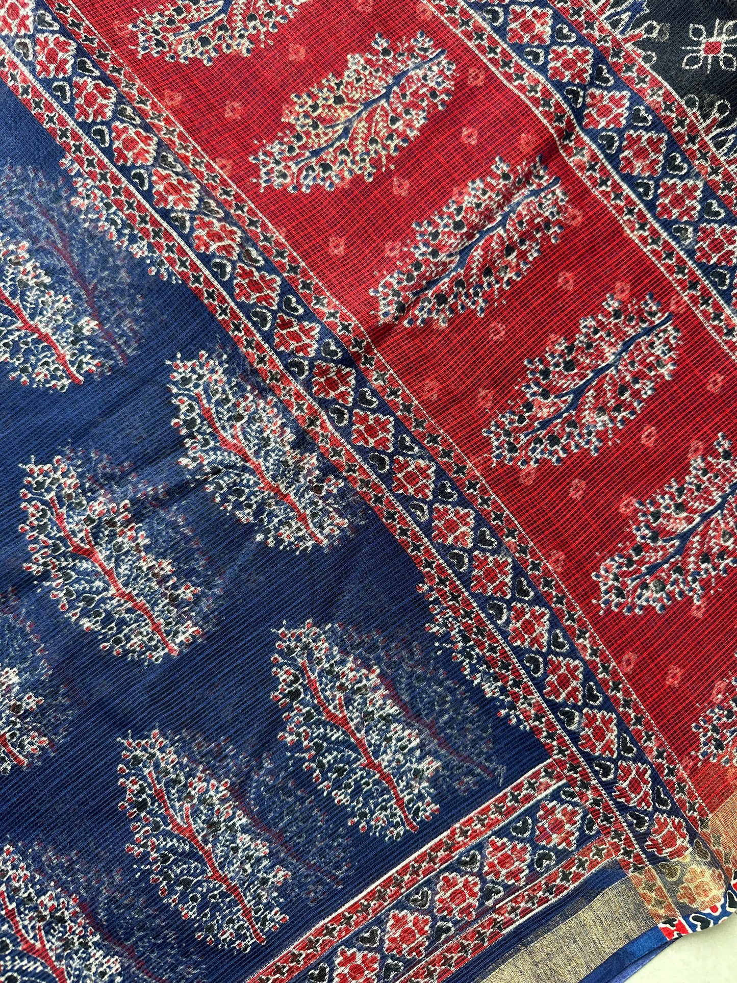 HandBlock Printed Pure Kota Cotton Doria Saree