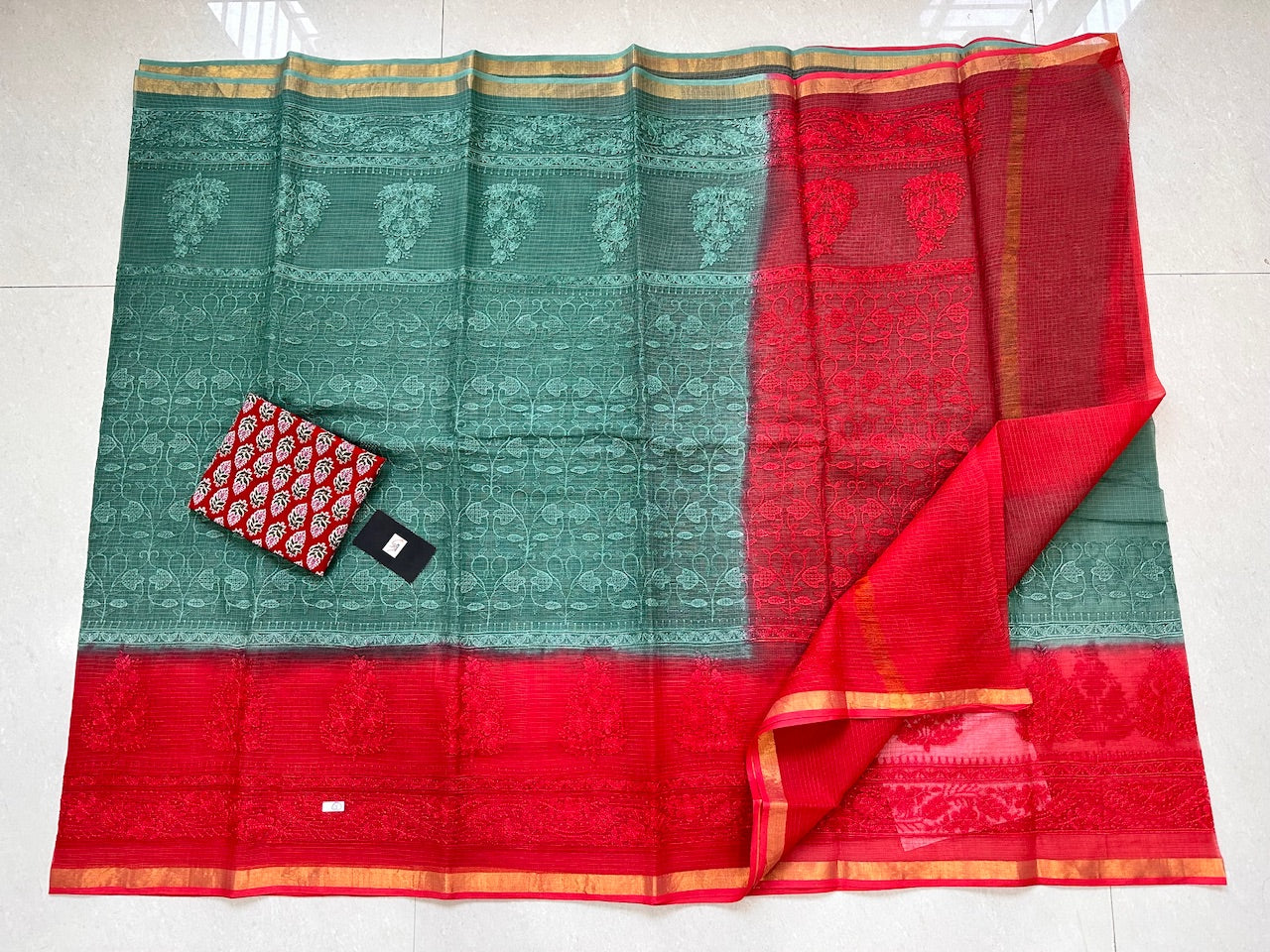 Pure Embroidered Kota Cotton Doria Saree