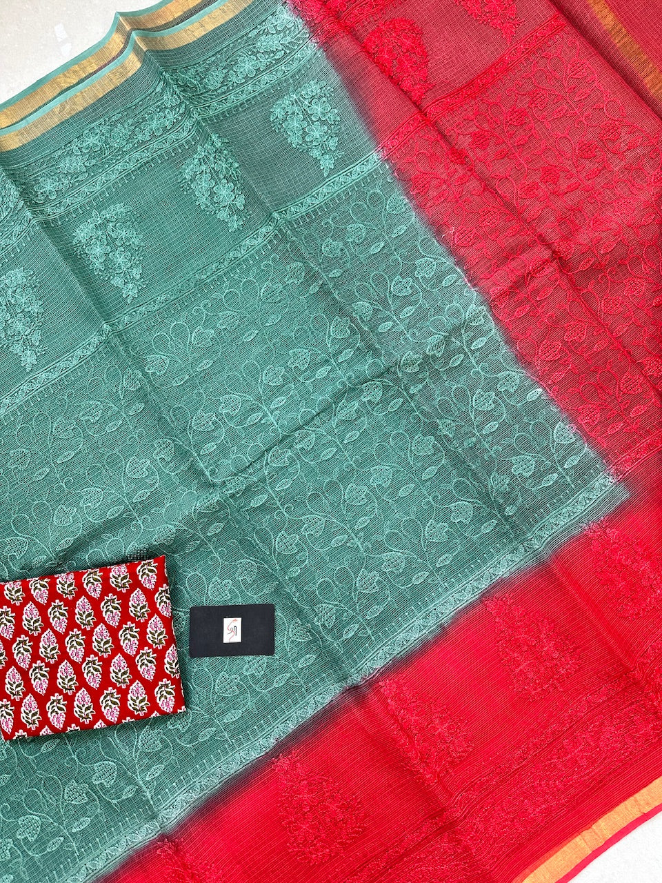 Pure Embroidered Kota Cotton Doria Saree