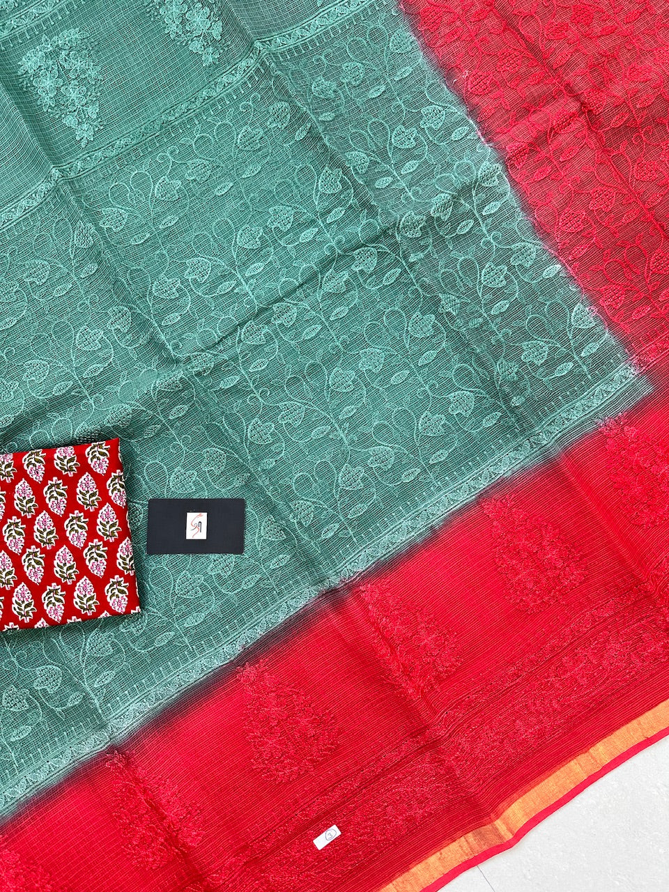 Pure Embroidered Kota Cotton Doria Saree