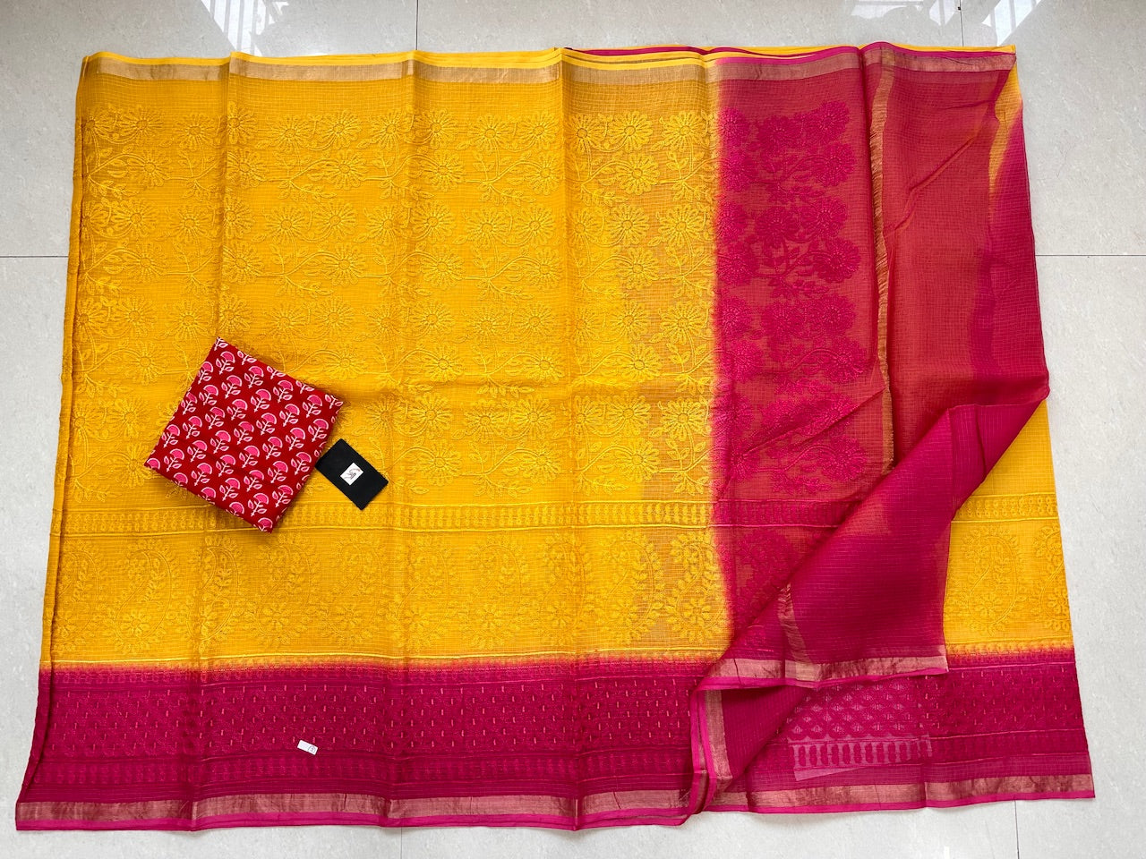 Pure Embroidered Kota Cotton Doria Saree