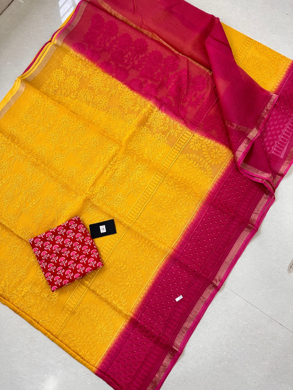 Pure Embroidered Kota Cotton Doria Saree