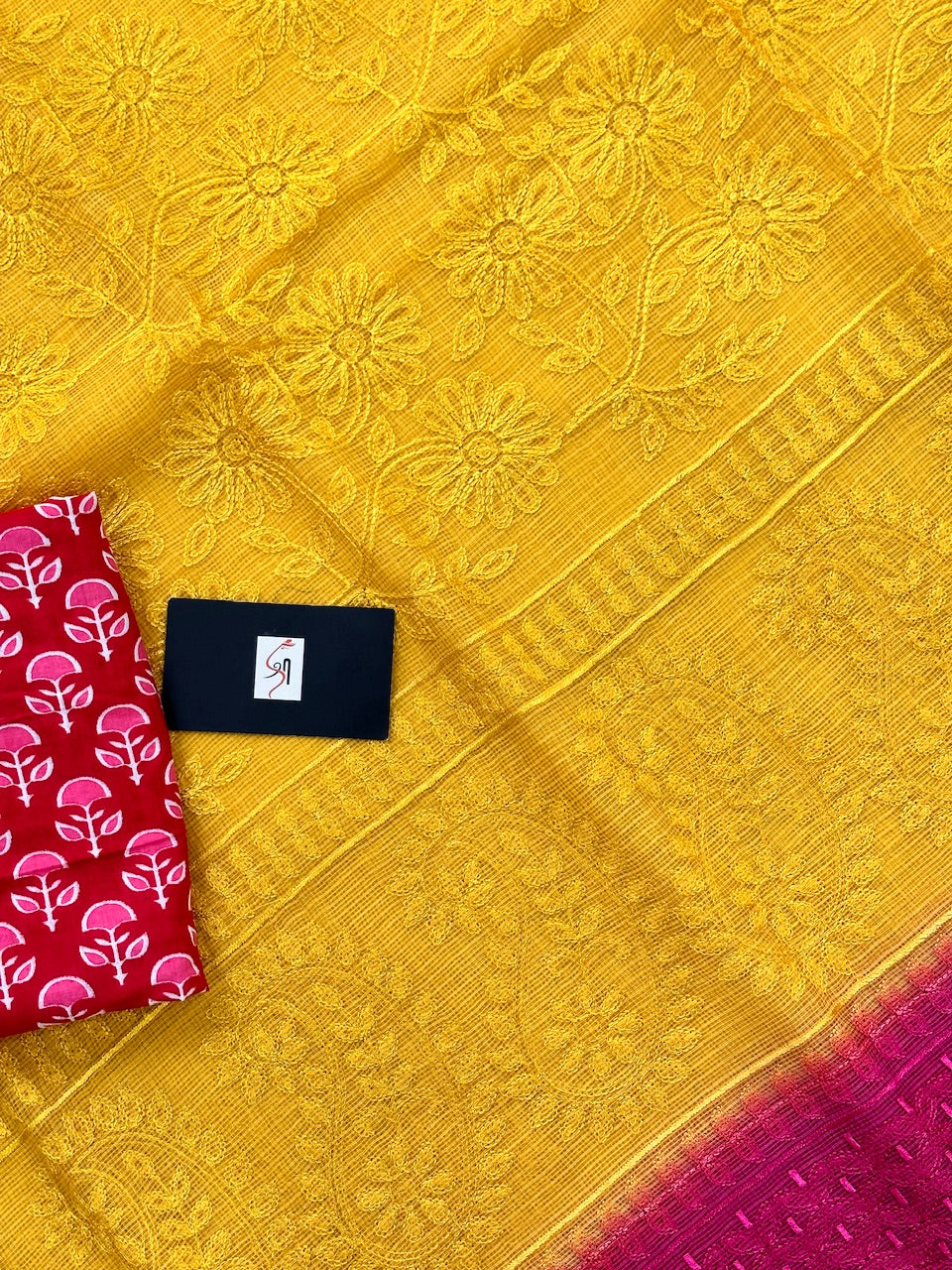 Pure Embroidered Kota Cotton Doria Saree