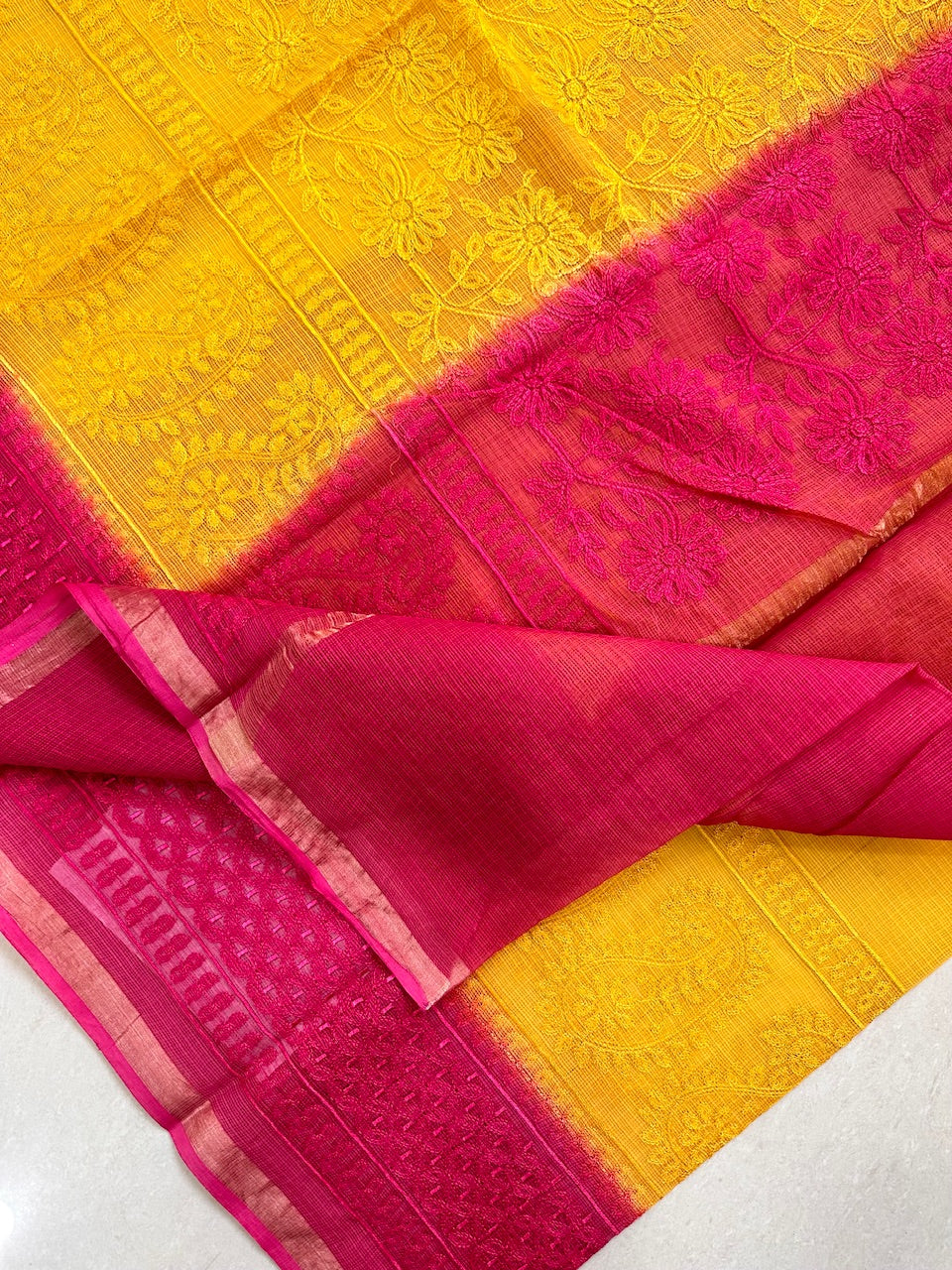 Pure Embroidered Kota Cotton Doria Saree