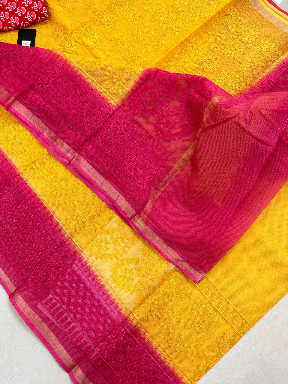 Pure Embroidered Kota Cotton Doria Saree