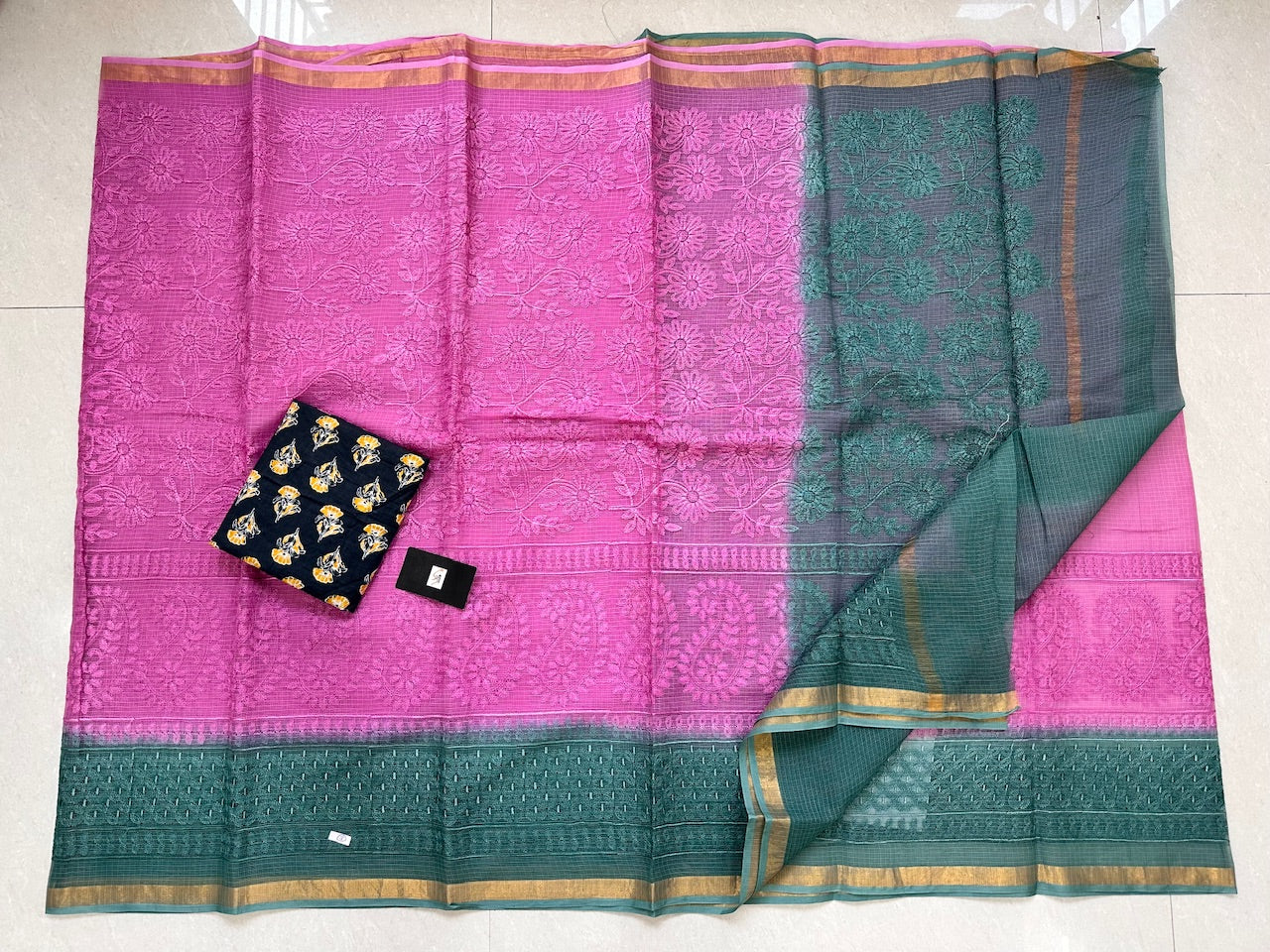 Pure Embroidered Kota Cotton Doria Saree