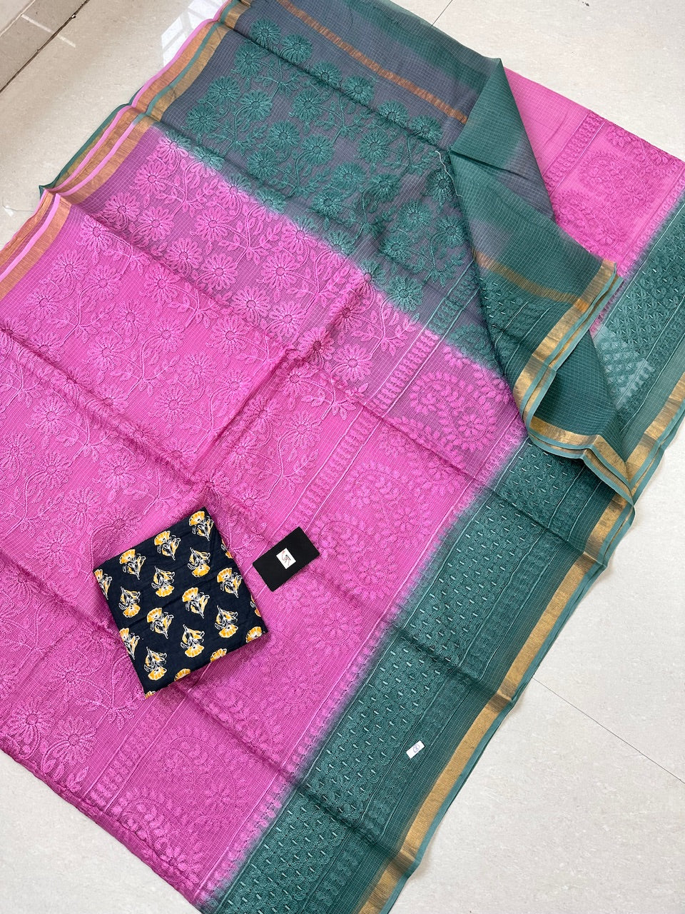 Pure Embroidered Kota Cotton Doria Saree