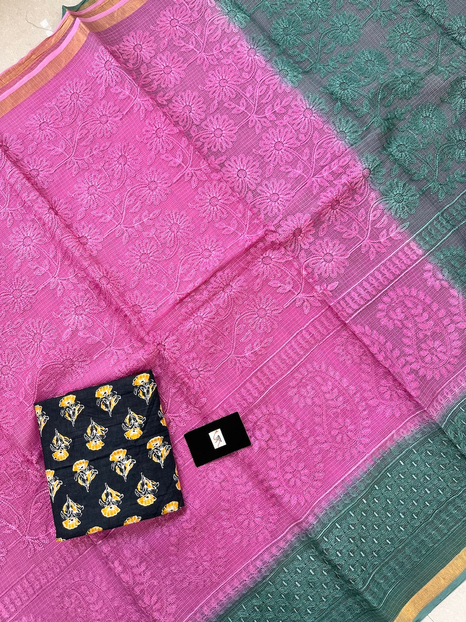 Pure Embroidered Kota Cotton Doria Saree