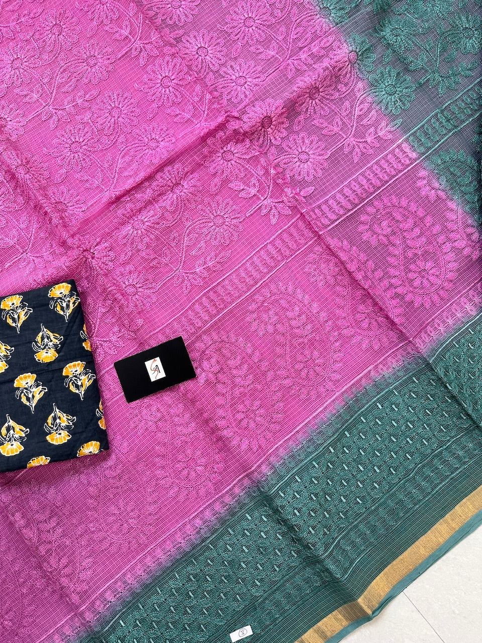 Pure Embroidered Kota Cotton Doria Saree