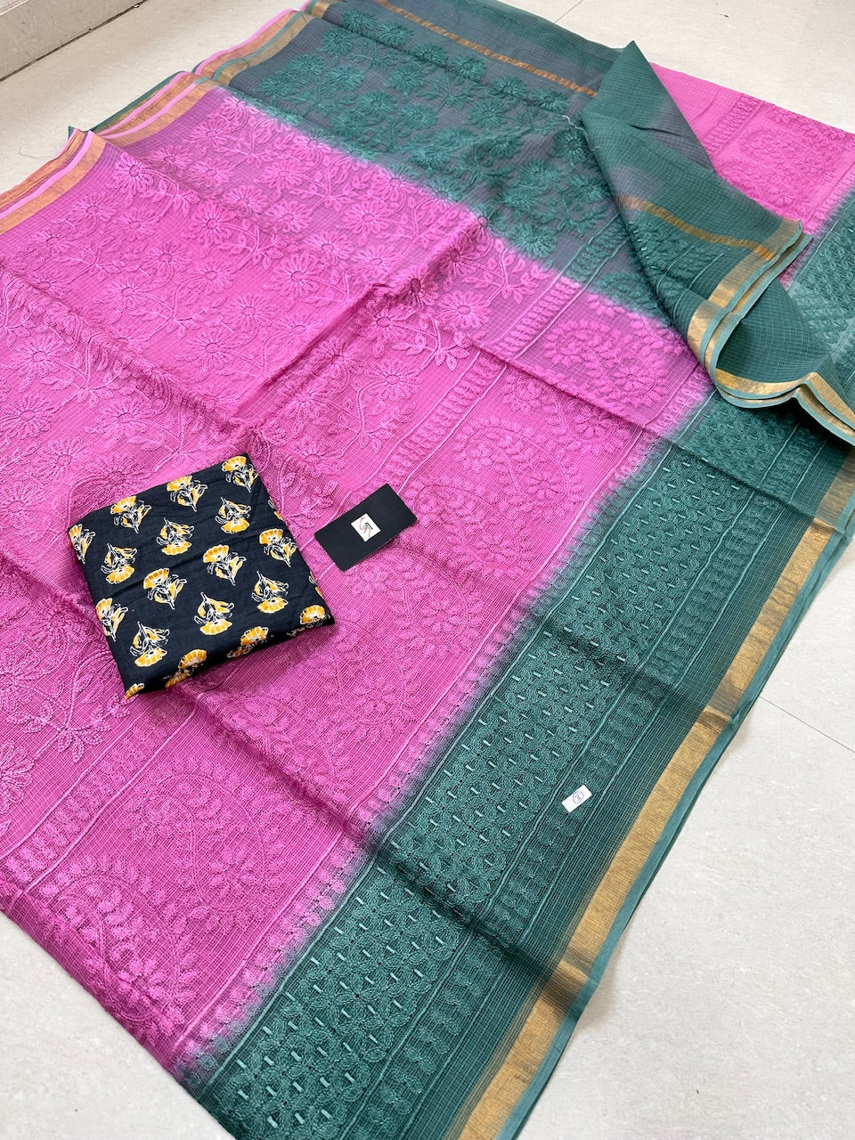 Pure Embroidered Kota Cotton Doria Saree