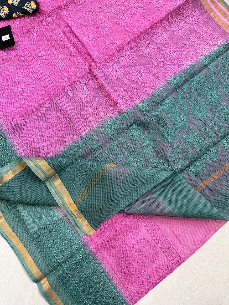 Pure Embroidered Kota Cotton Doria Saree