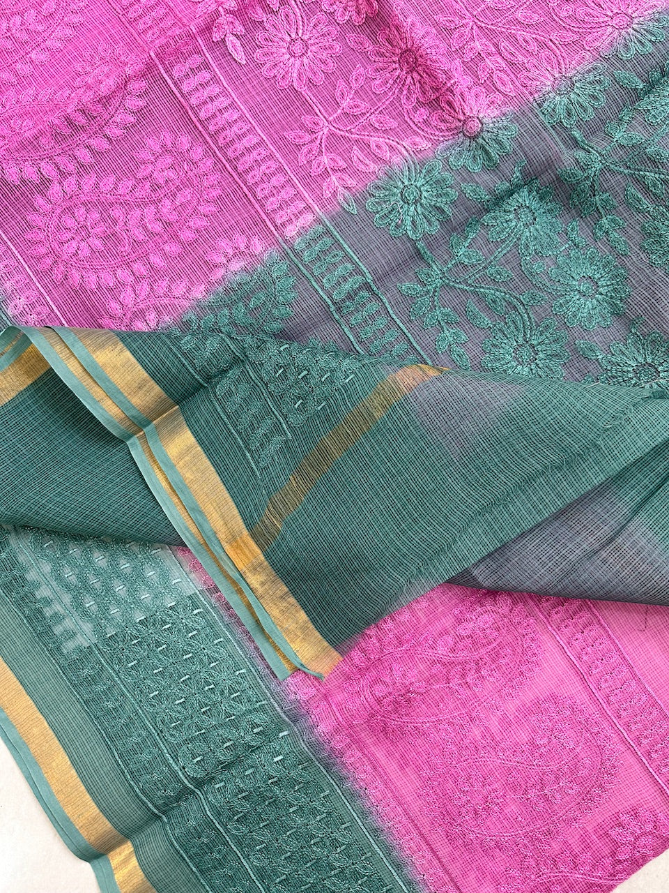 Pure Embroidered Kota Cotton Doria Saree