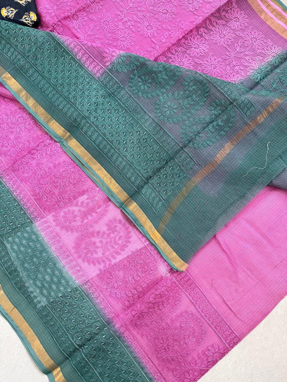 Pure Embroidered Kota Cotton Doria Saree