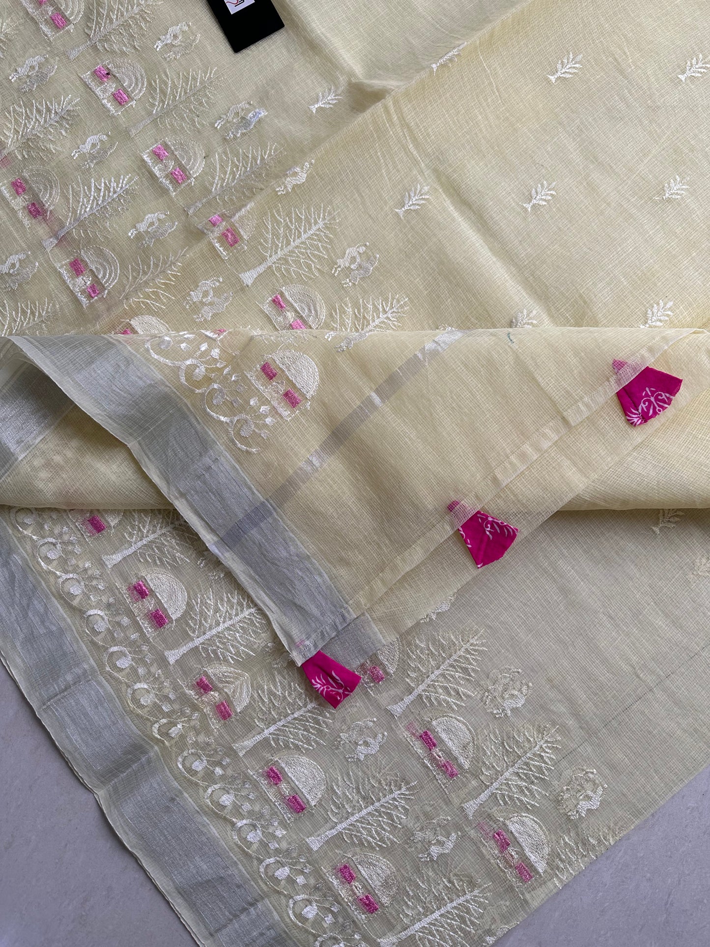 Embroidered Kota Cotton Doria Saree