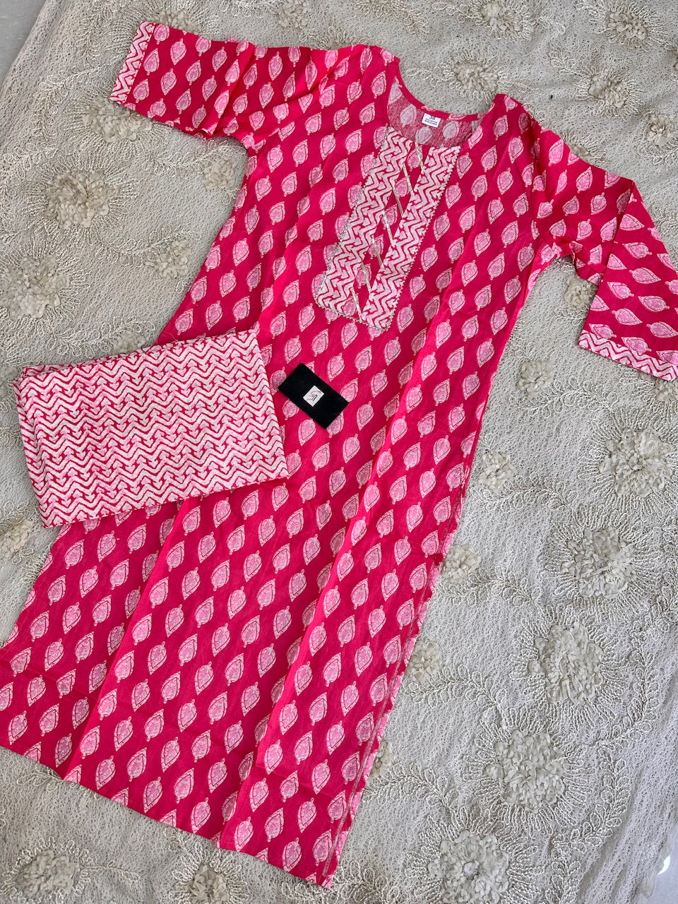 Pure HandBlock Printed Kurti N Pant Set