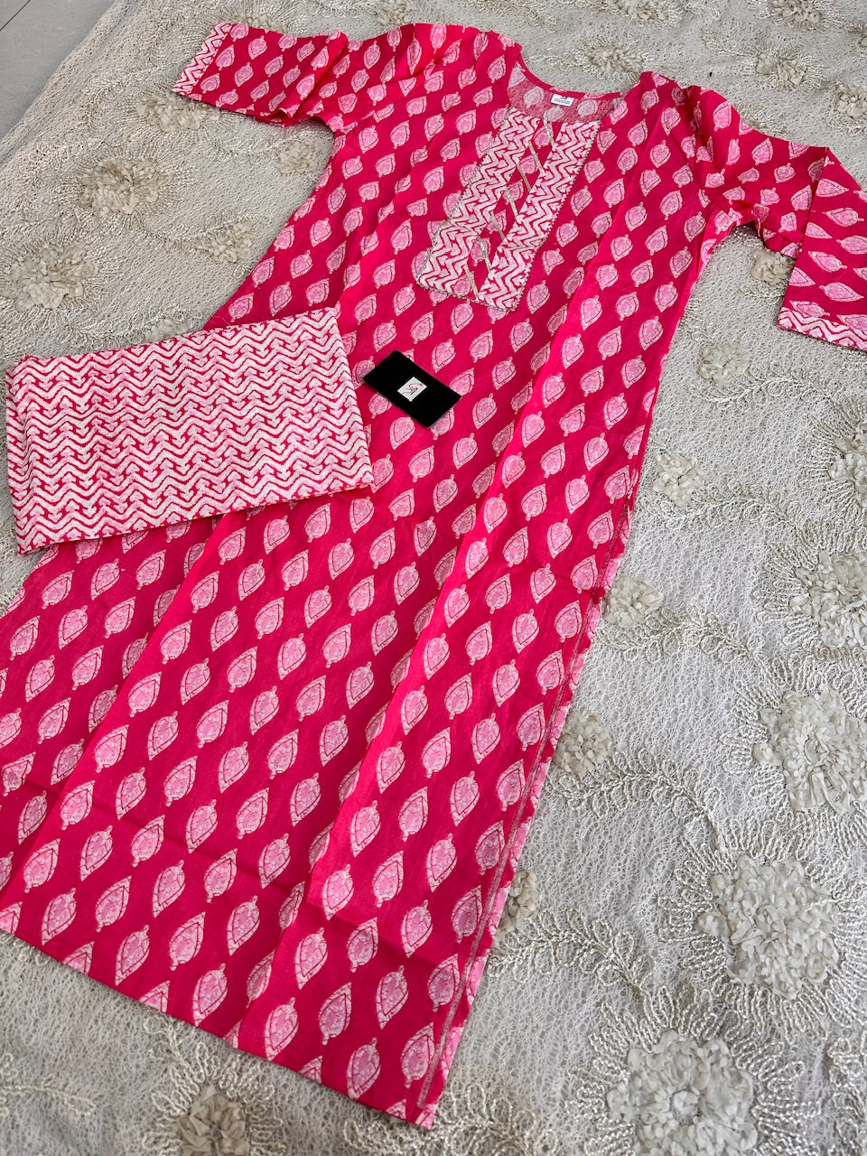 Pure HandBlock Printed Kurti N Pant Set