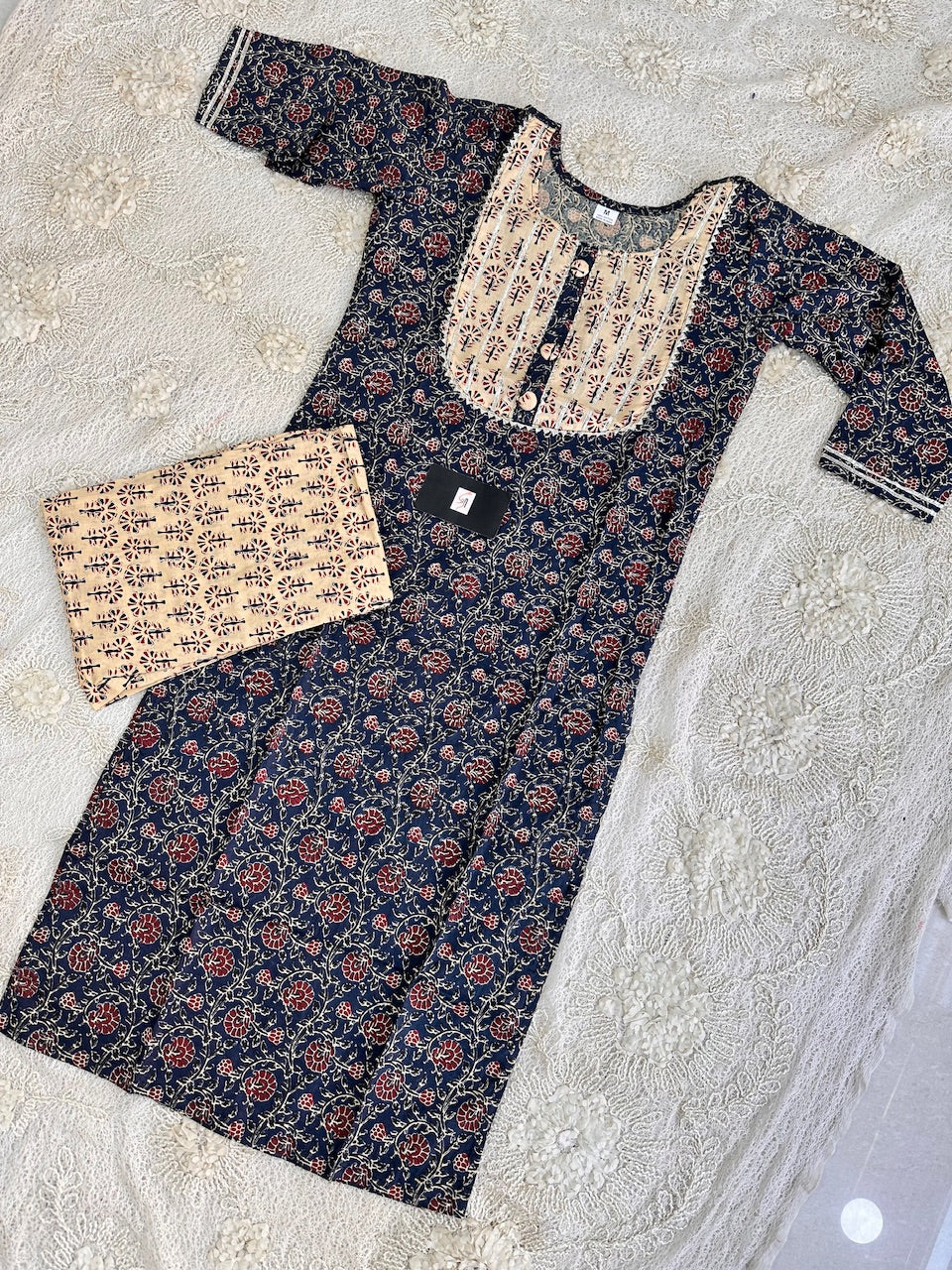 Pure HandBlock Printed Cotton Kurti N Pant