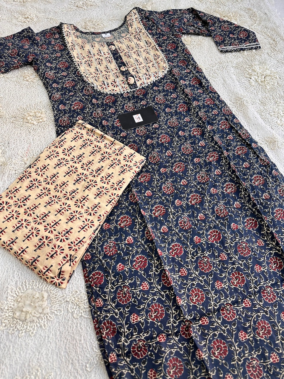 Pure HandBlock Printed Cotton Kurti N Pant