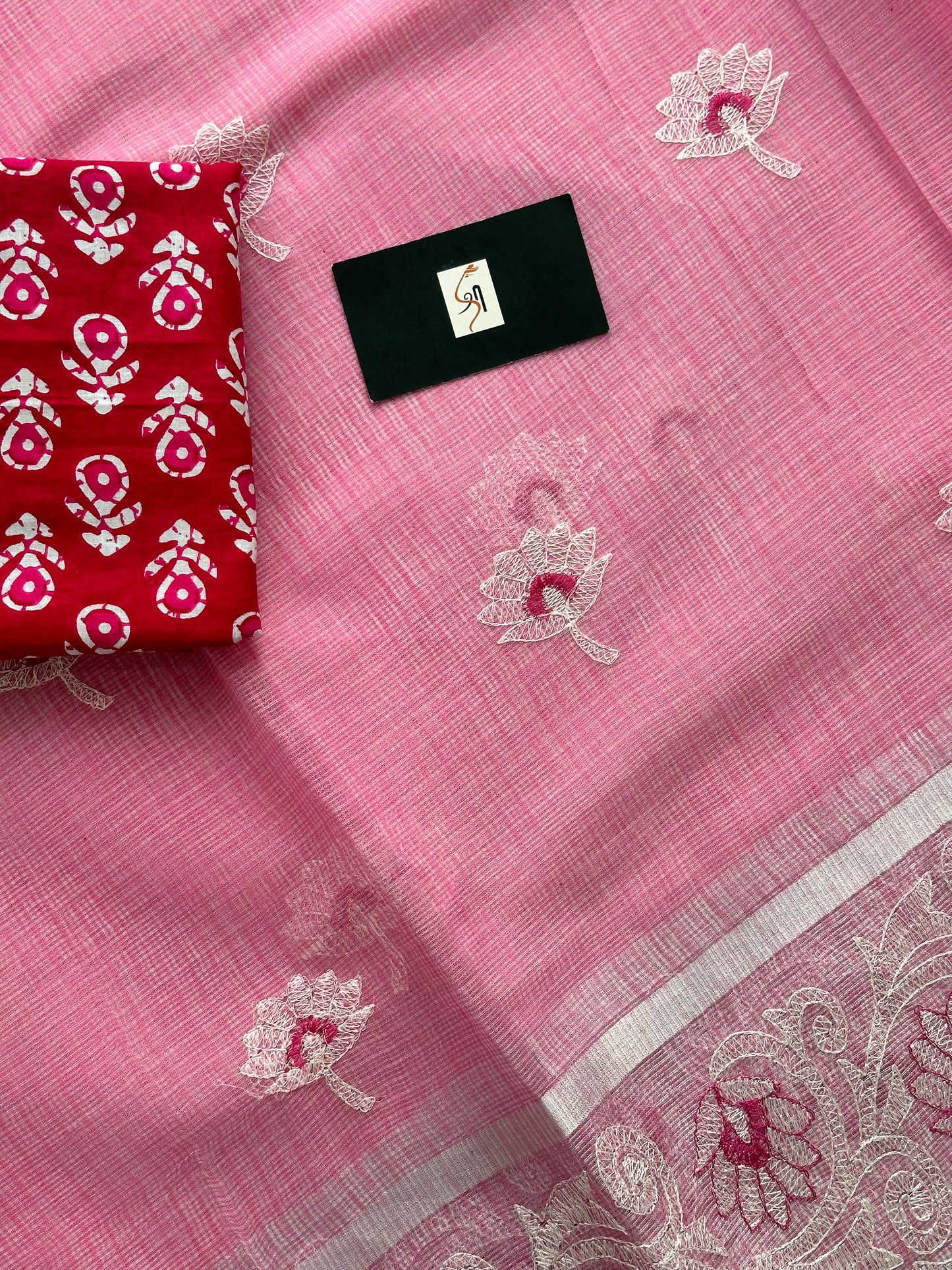 Embroidered Kota Cotton Doria Saree