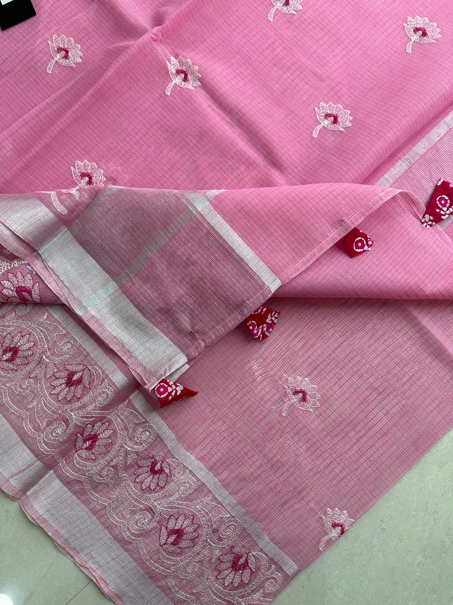 Embroidered Kota Cotton Doria Saree