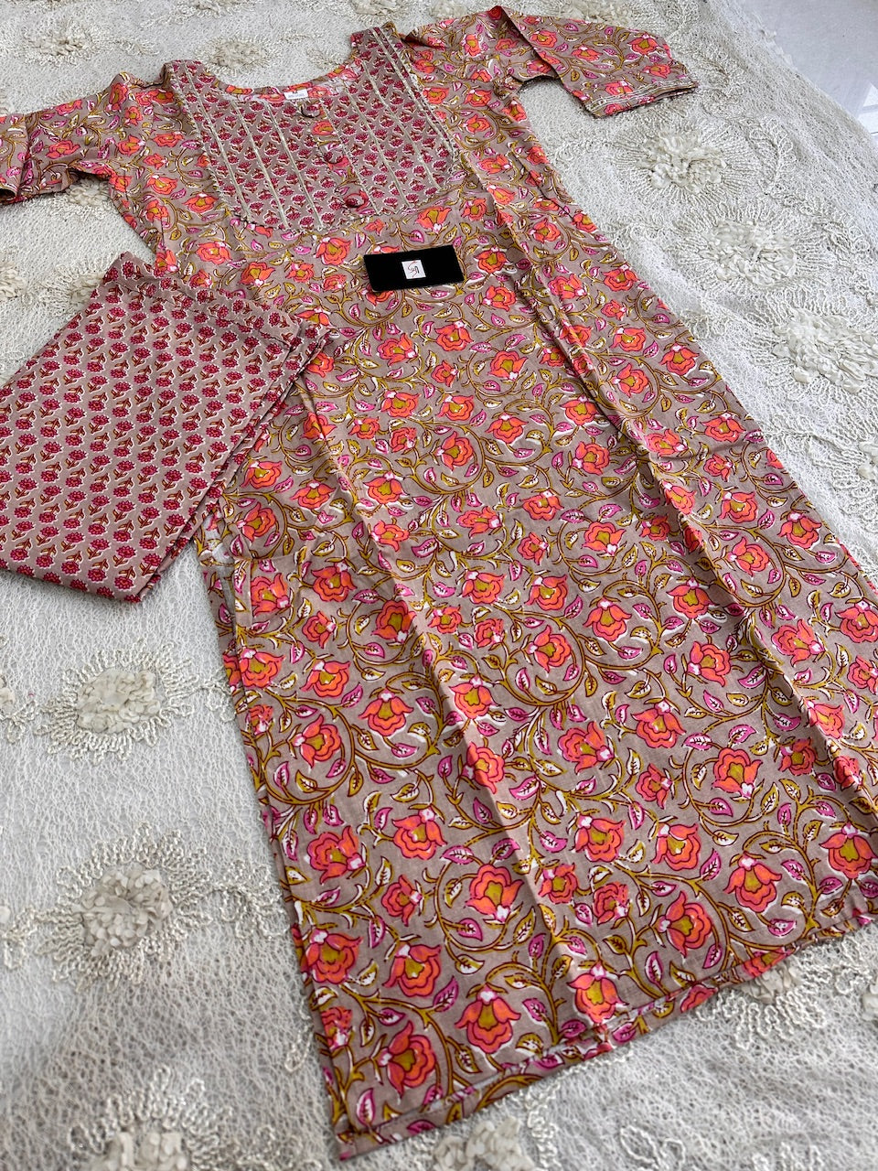 Pure HandBlock Printed Cotton Kurti n Pant