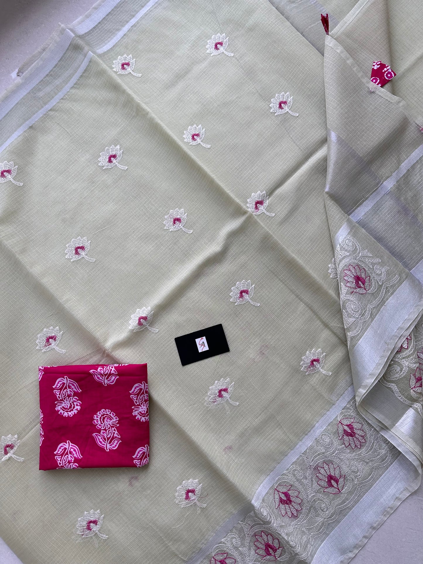 Embroidered Kota Cotton Doria Saree