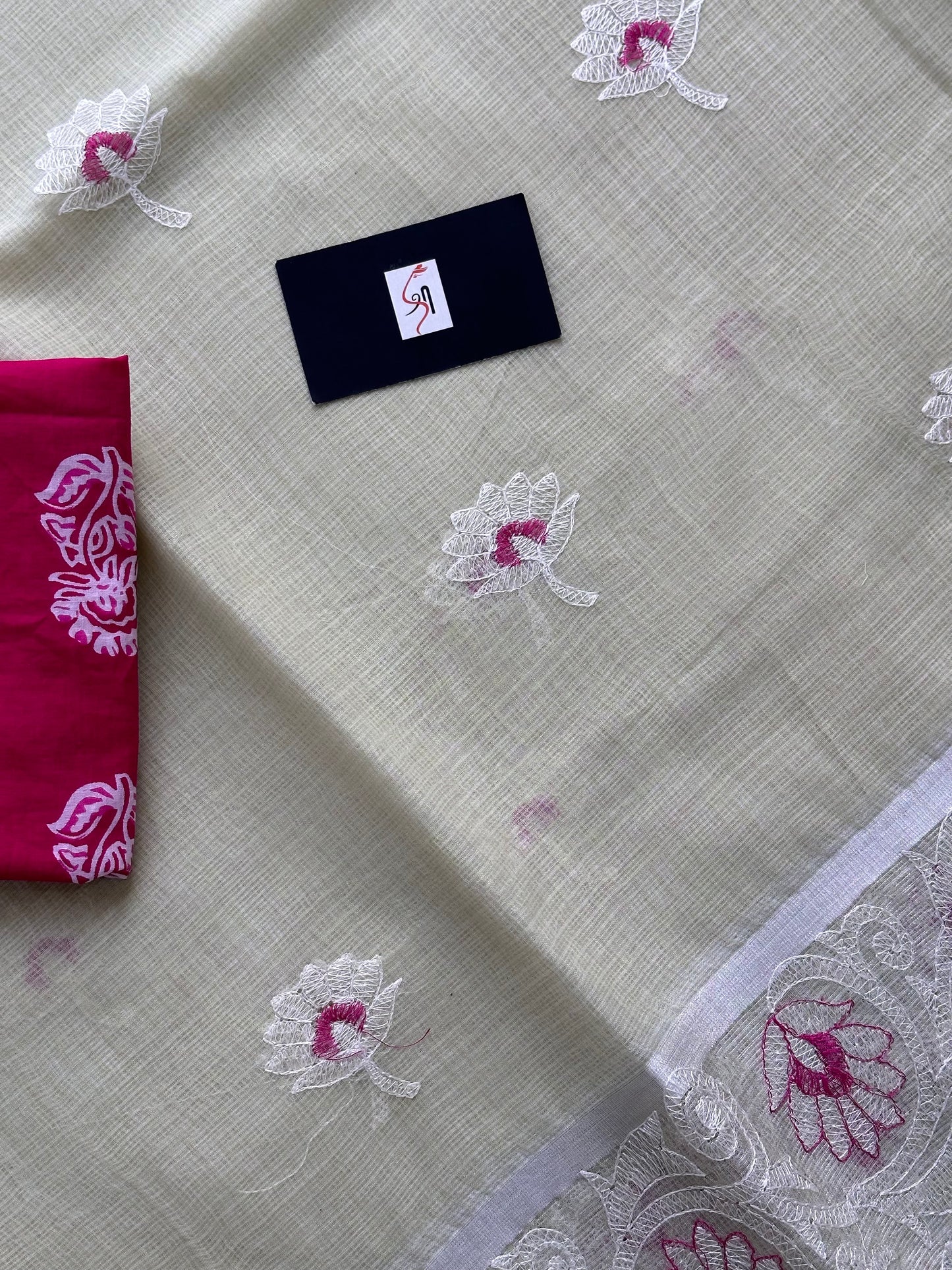 Embroidered Kota Cotton Doria Saree