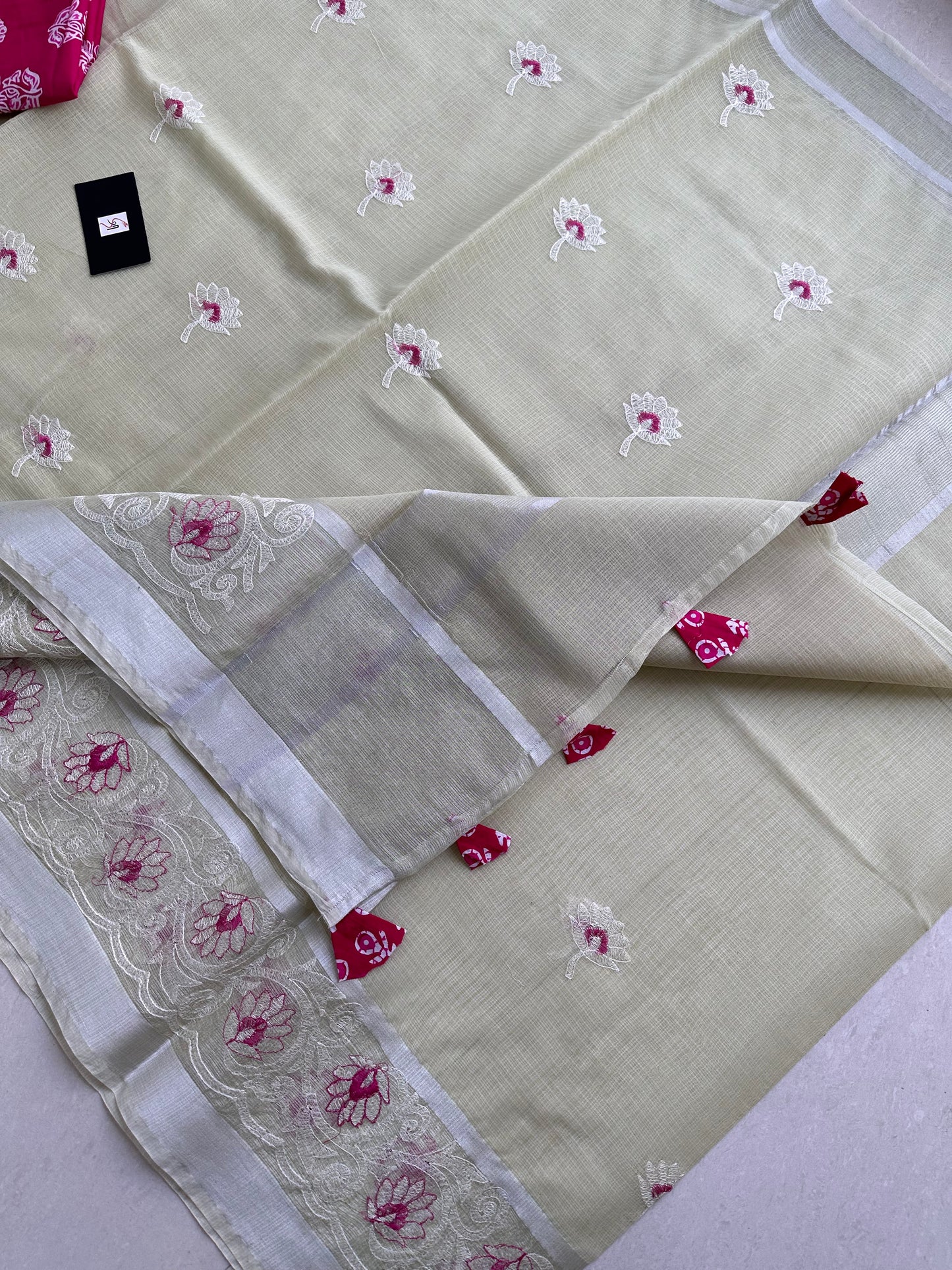 Embroidered Kota Cotton Doria Saree