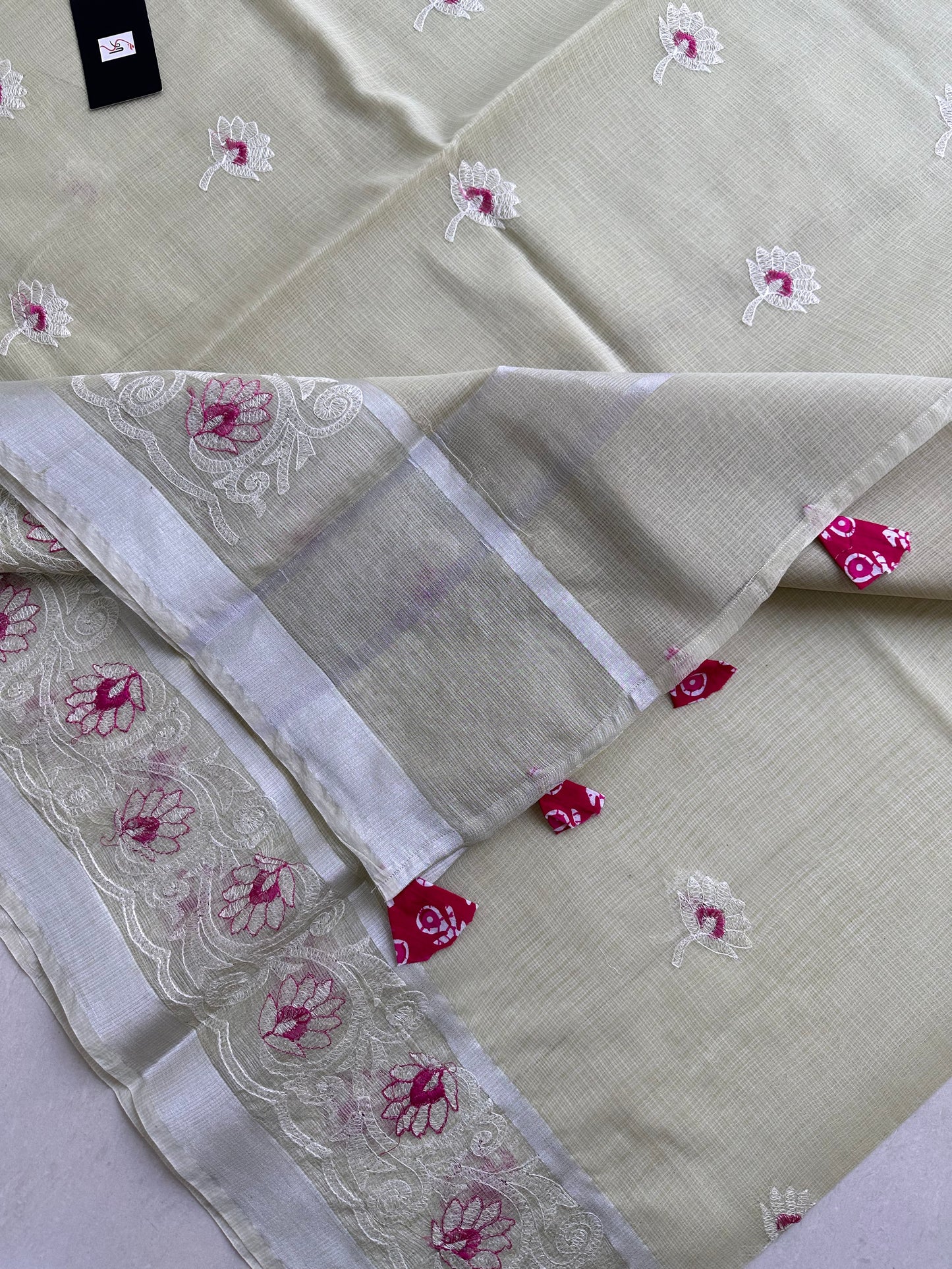 Embroidered Kota Cotton Doria Saree