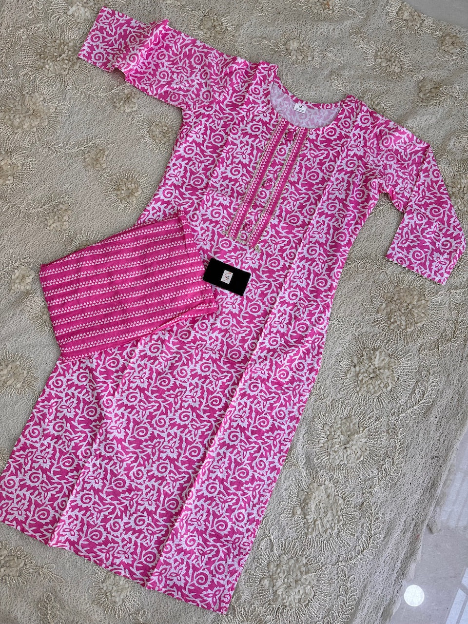 Pure HandBlock Printed Cotton Kurti N Pant Set