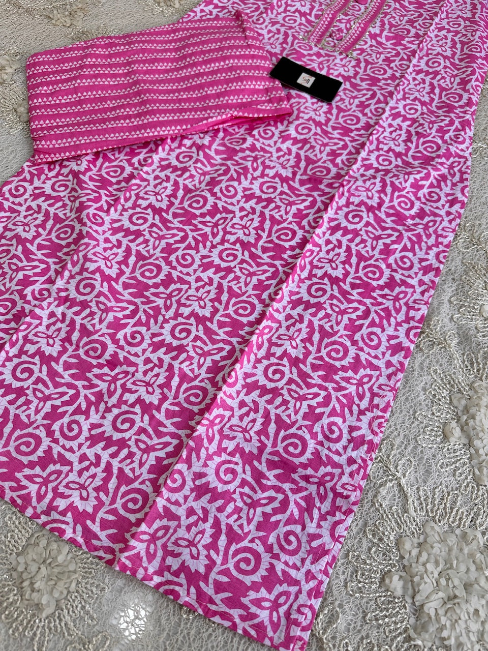 Pure HandBlock Printed Cotton Kurti N Pant Set