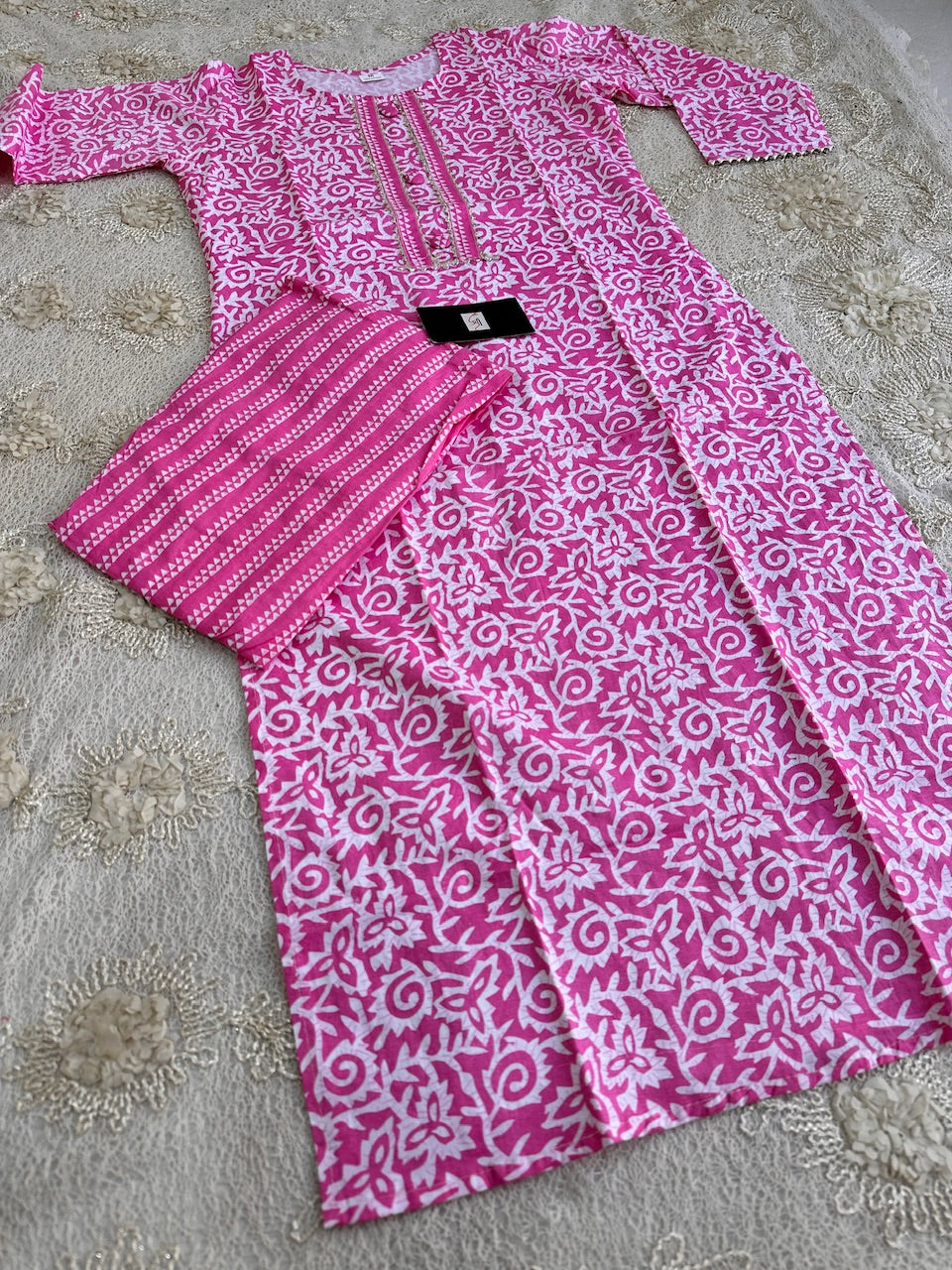 Pure HandBlock Printed Cotton Kurti N Pant Set