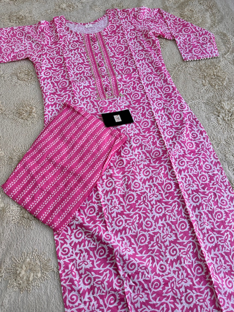 Pure HandBlock Printed Cotton Kurti N Pant Set