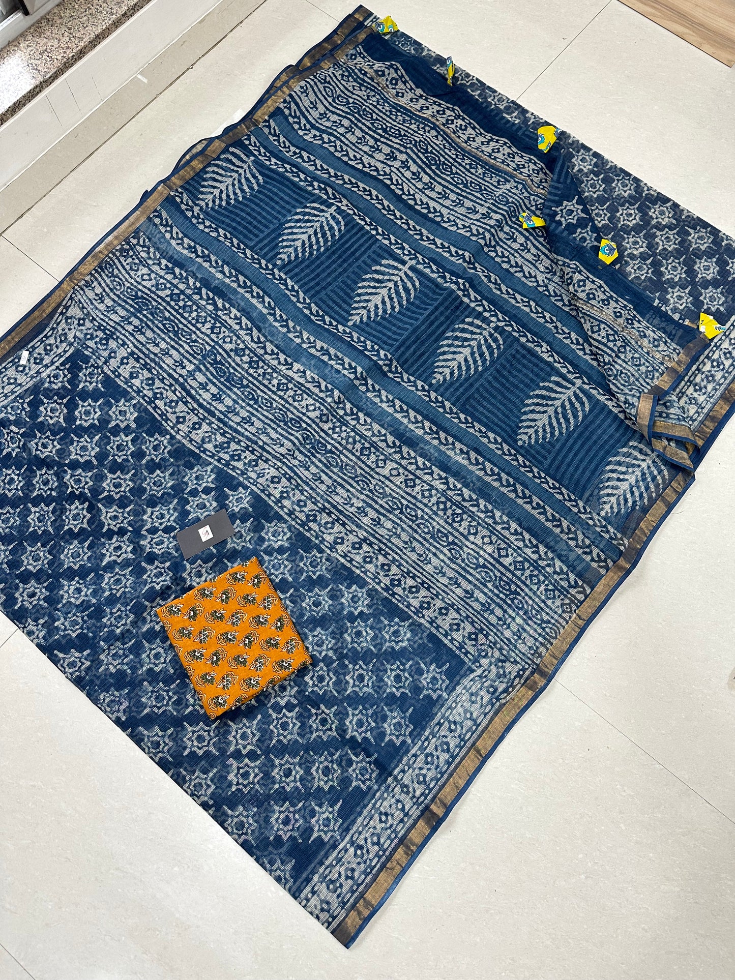 HandBlock Printed Pure Kota Cotton Doria Saree