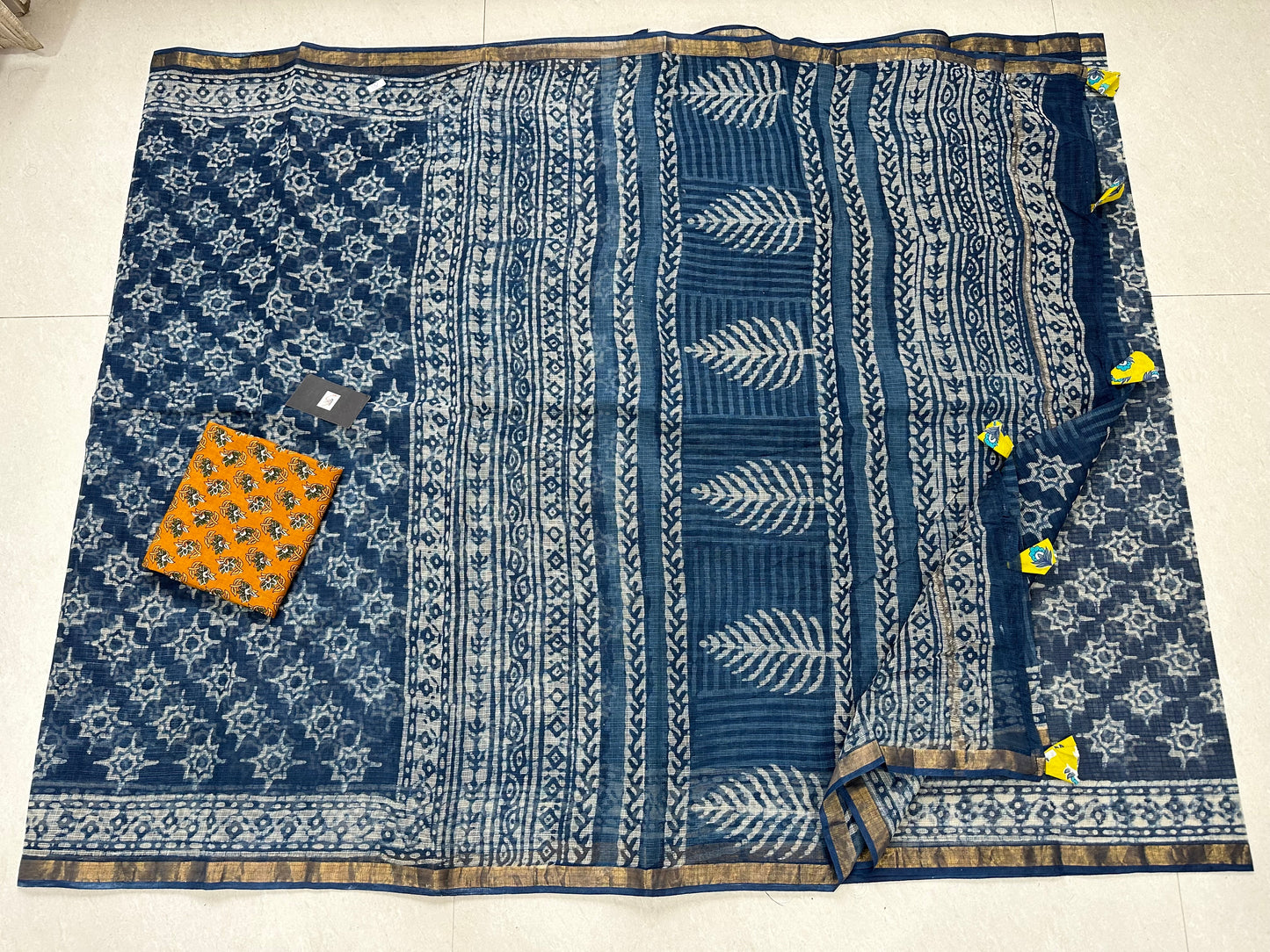 HandBlock Printed Pure Kota Cotton Doria Saree