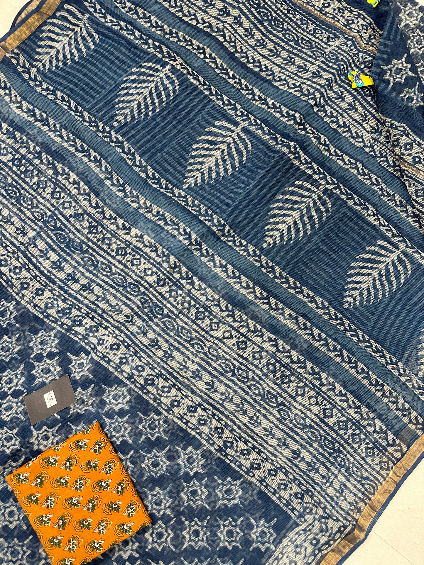 HandBlock Printed Pure Kota Cotton Doria Saree