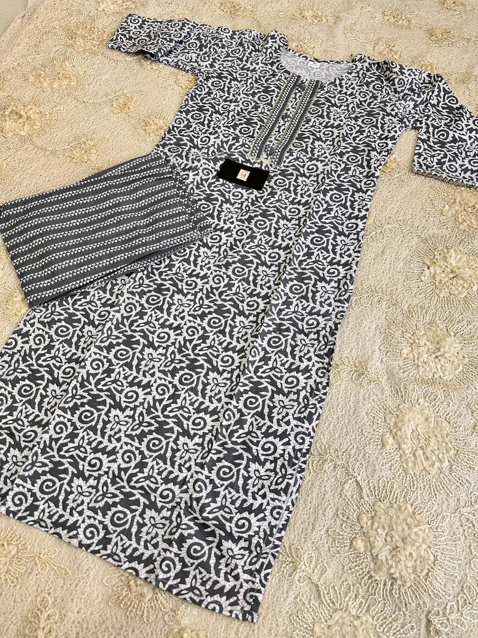 Pure HandBlock Printed Cotton Kurti N Pant Set