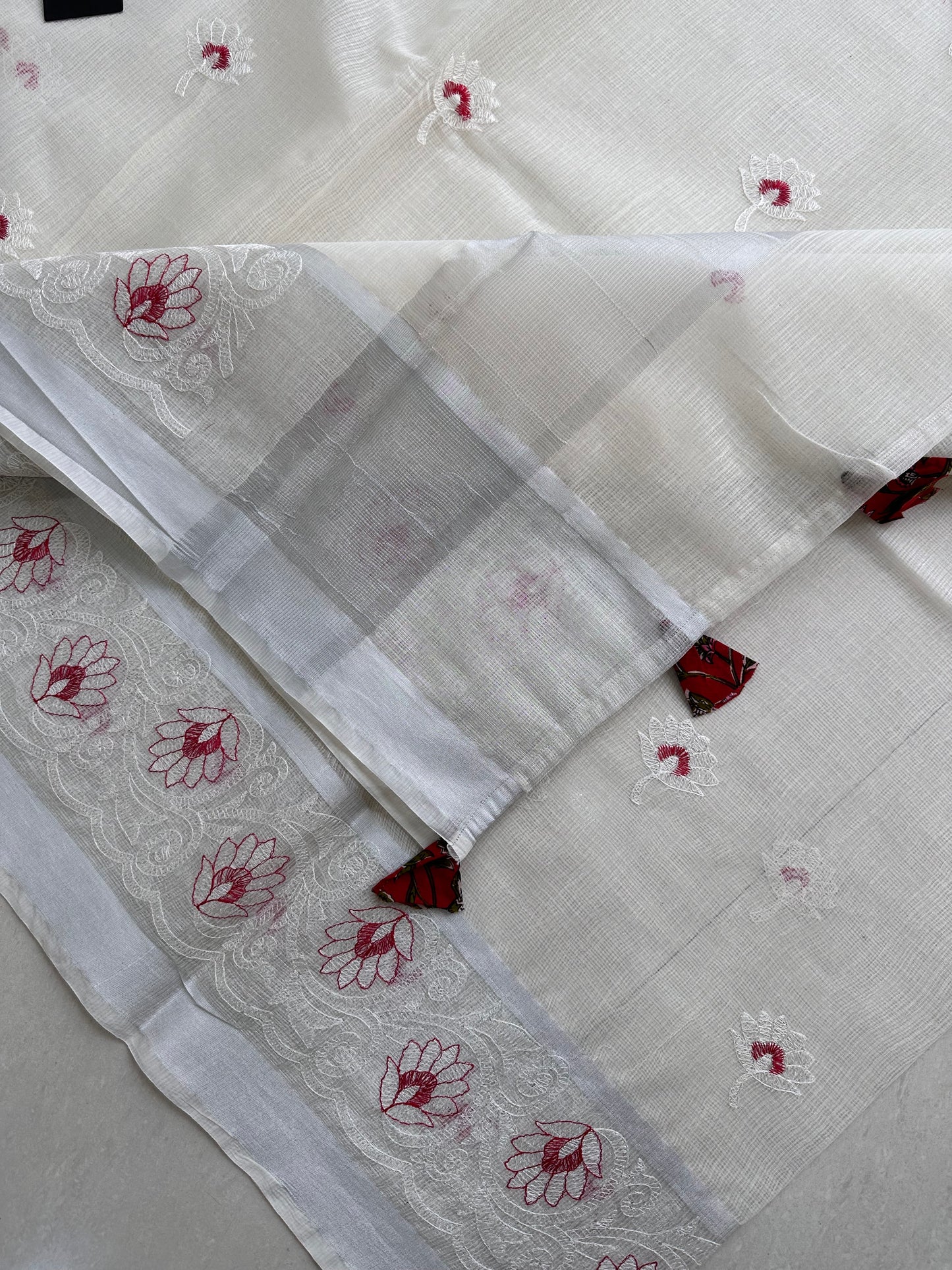 Embroidered Kota Cotton Doria Saree