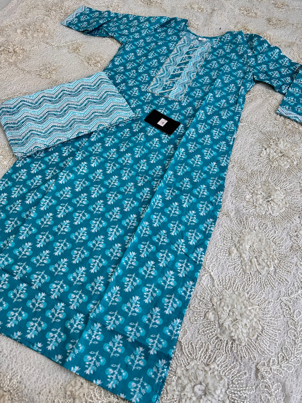 Pure HandBlock Printed Cotton Kurti N Pant Set