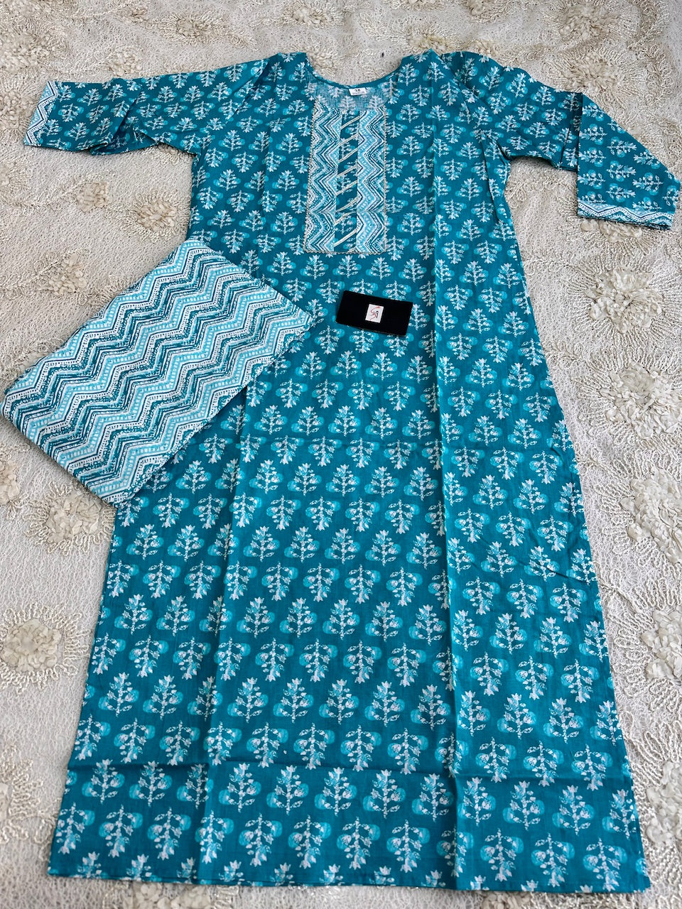 Pure HandBlock Printed Cotton Kurti N Pant Set