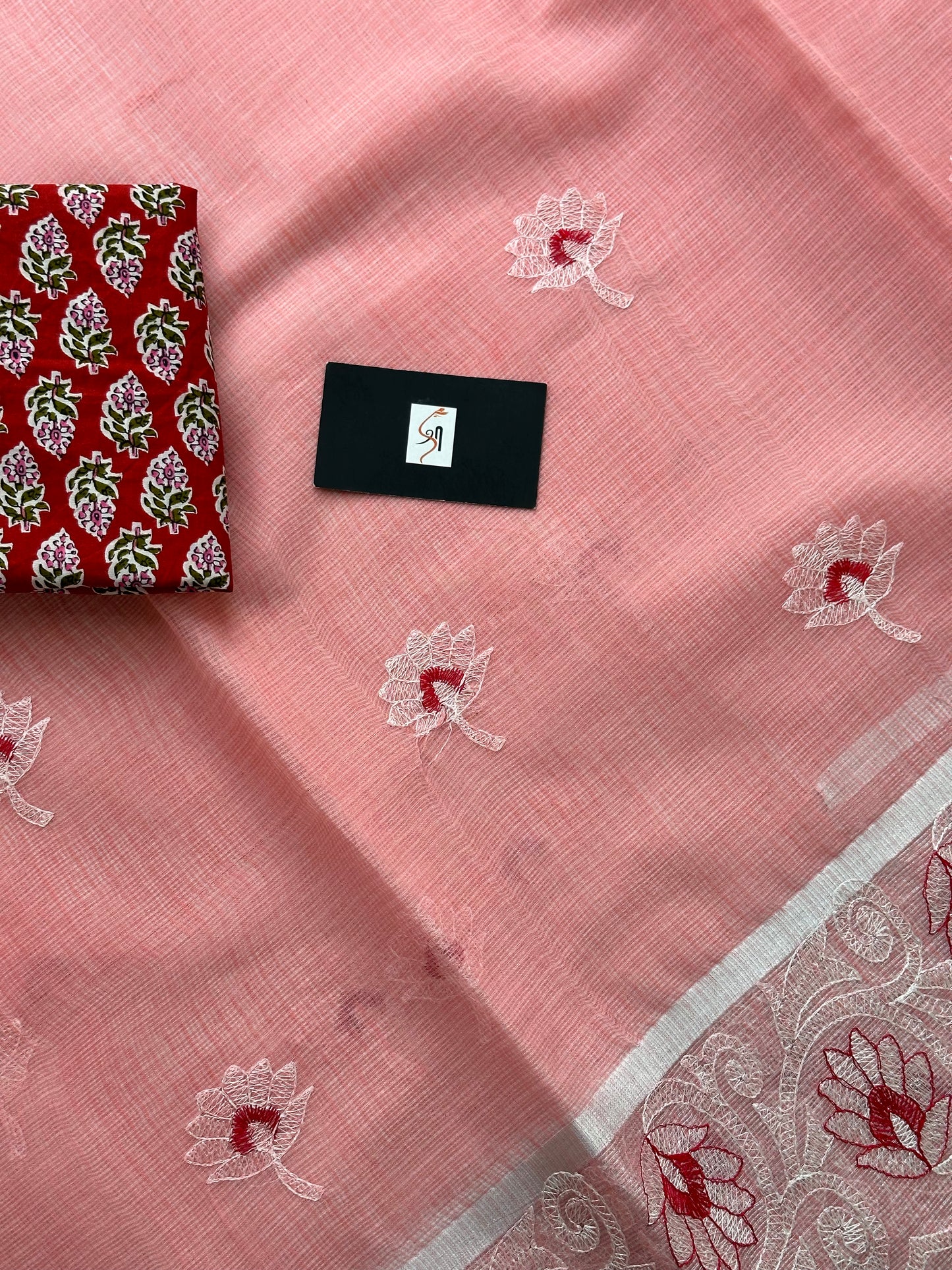 Embroidered Kota Cotton Doria Saree